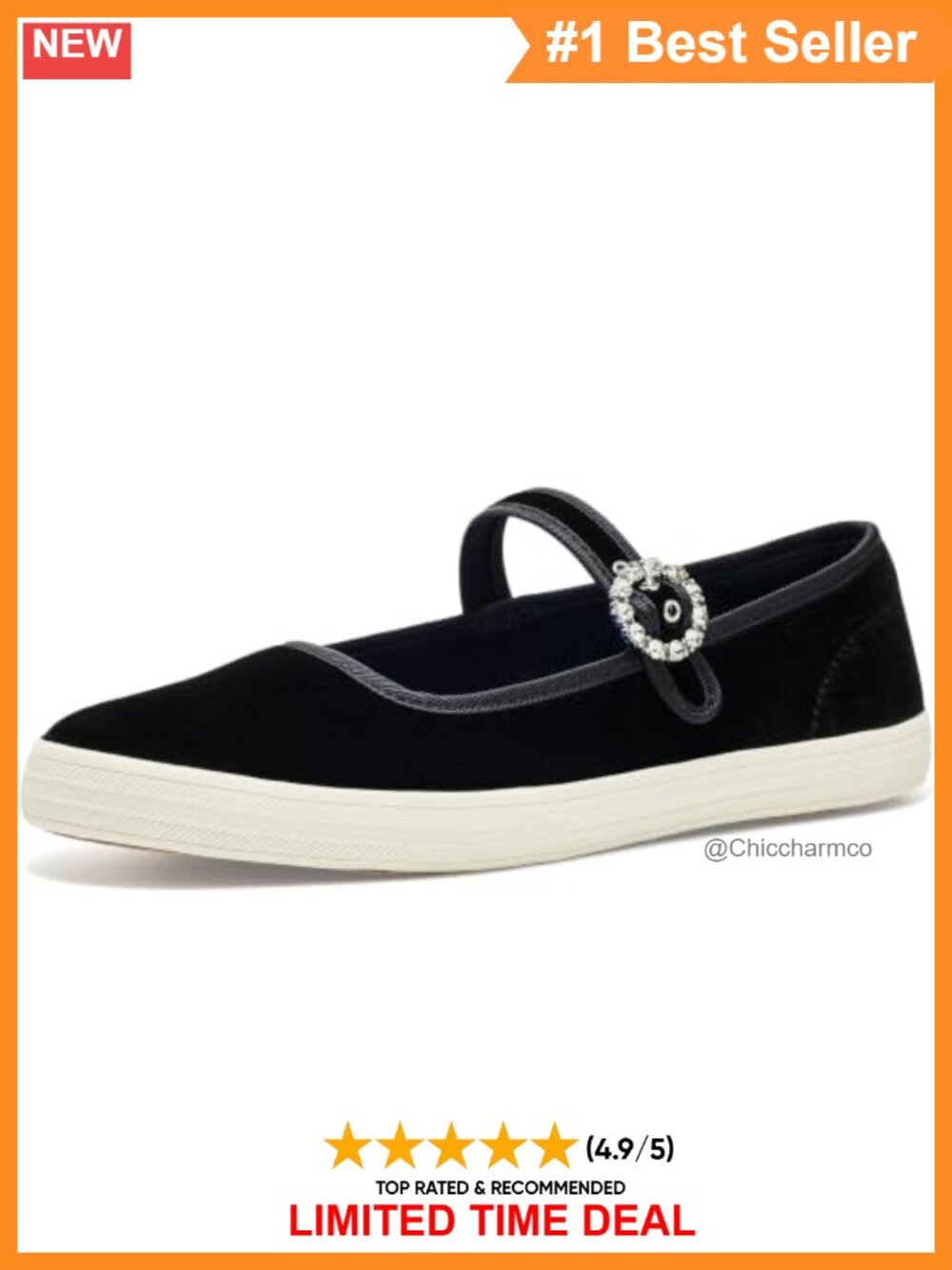 Mary Jane Flat Canvas Upper Buckle Closure Low-Top Sneaker Comfort Footbed